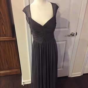 Dark gray long bridesmaid dress